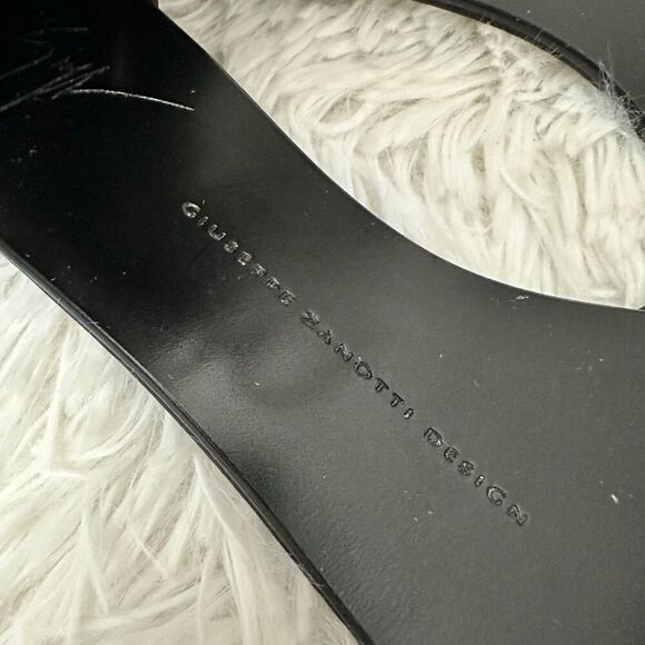 Giuseppe Zanotti Black Leather Gold Ring Ankle Strap OpenToe Sandals 36.5/6.5 US - Picture 6 of 11